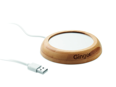 Logo trade promotional giveaway photo of: Bamboo mug warmer with USB